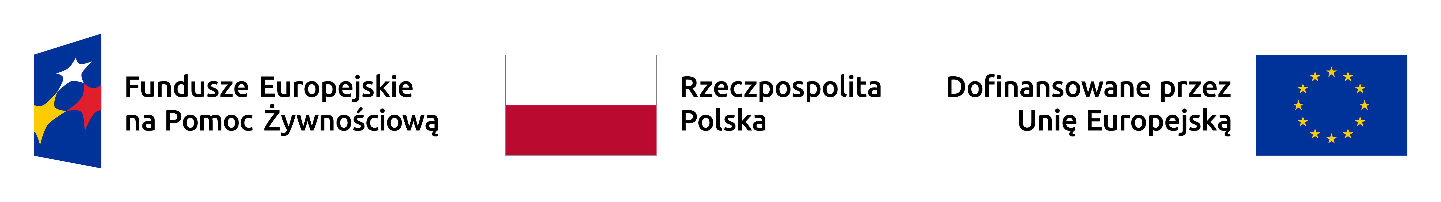 logotyp Programu Pomoc Żywnościowa, flaga Polski, flaga Unii Europejskiej